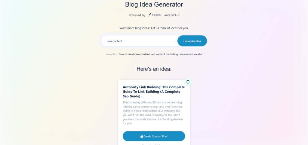 07 topic blog idea generator example 1