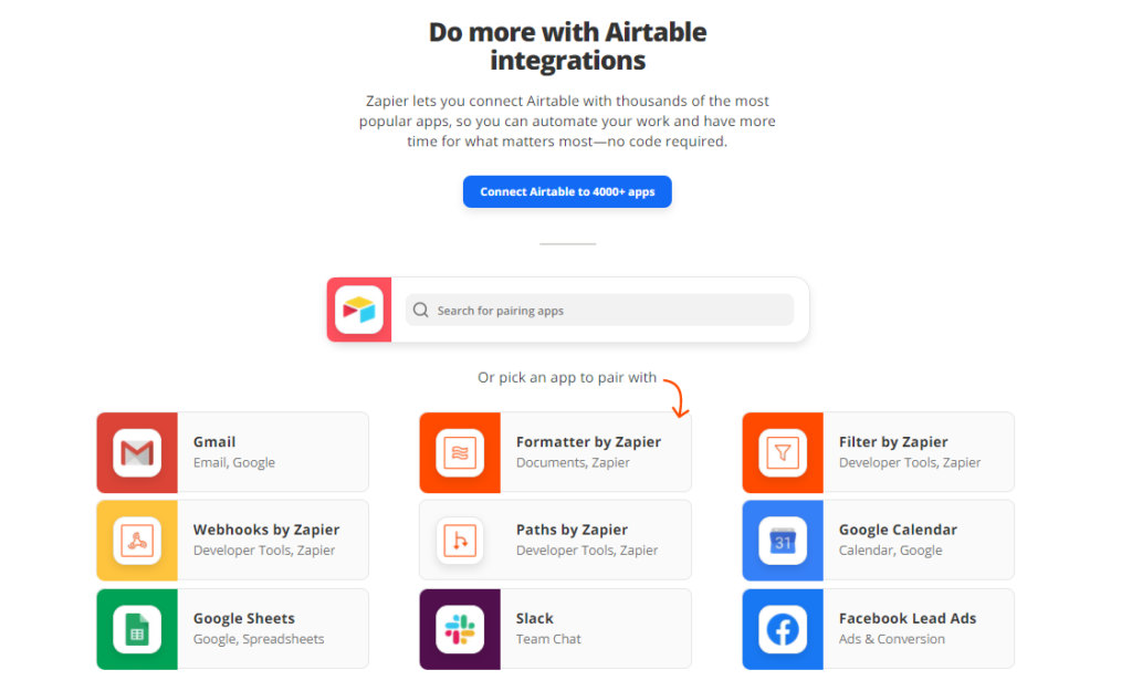 zapier and airtable